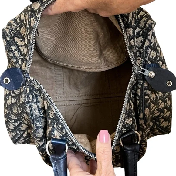 Christian Dior Blue Canvas Trotter Boston Bag - Picture 7 of 11